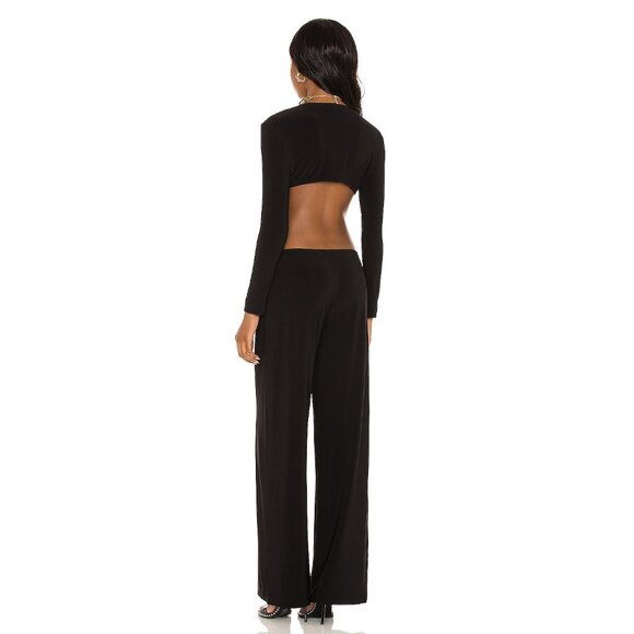 Norma Kamali Black Open-Back Stretch-Jersey Wide-Leg Jumpsuit - XS / FR 34 - Picture 10 of 15